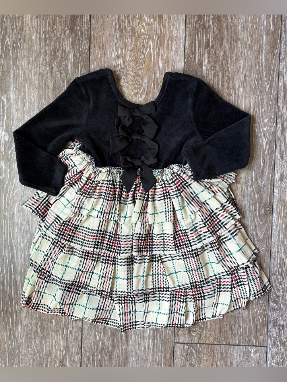Rufflebutts Holiday Velvet Bows Dress
